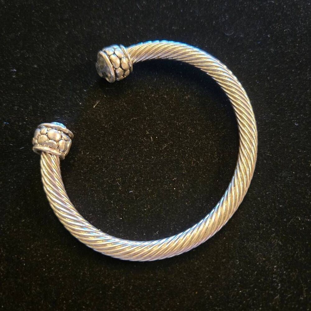 Silver Twisted Cuff Bracelet Rhinestone